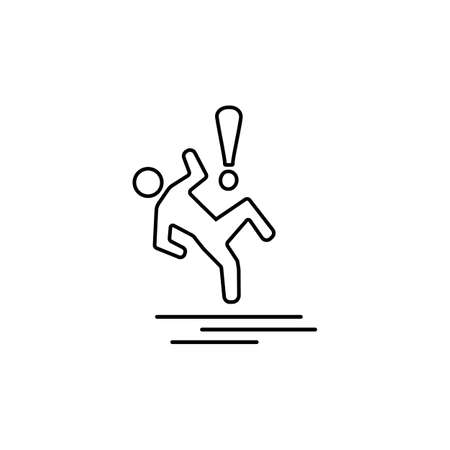 Slippery floor sign line icon for web, mobile and infographics. Vector black icon isolated on white background.のイラスト素材