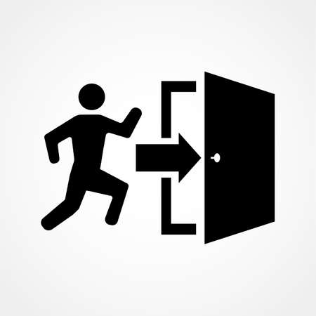 Emergency exit, escape route sign. Vector illustrationのイラスト素材