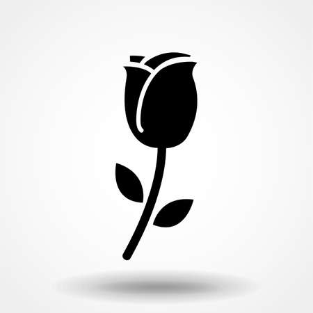Rose icon. Flower symbol. Plant pictogram, flat vector sign isolated on white background. Simple vector illustration for graphic and web design.のイラスト素材