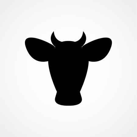 Cow head icon. Cow head silhouette. Farm animal sign. Vector illustration.のイラスト素材