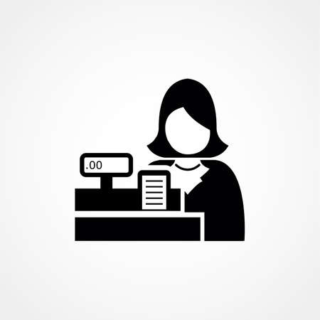 Glyph cashier pixel perfect vector icon. Flat vector illustration in black on white background. EPS 10のイラスト素材