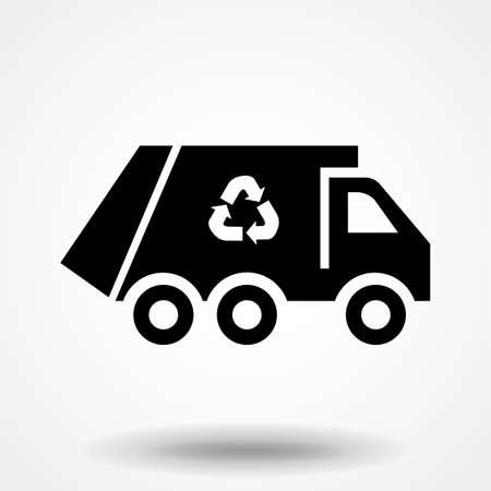 Recycle truck icon. Garbage truck symbol. Trendy Flat style for graphic design, logo, Web site, social media, UI, mobile app, EPS10のイラスト素材