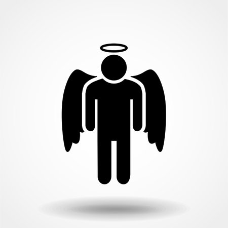 Angel icon with holy icon on white backgroundのイラスト素材