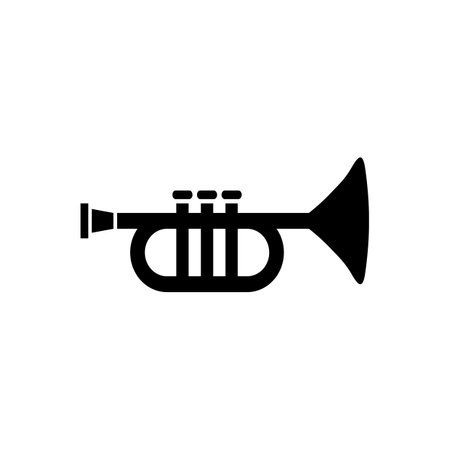 Music trumpet icon. Flat vector illustration in black on white background. EPS 10のイラスト素材