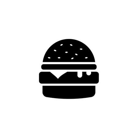 Burger sign icon in flat style. Hamburger vector illustration on white isolated background. Cheeseburger business concept. - Vector illustration, EPS10.のイラスト素材
