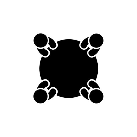 Business meeting icon. Group of five people sitting around a table brainstorming and working together on new creative projects. EPS 10のイラスト素材