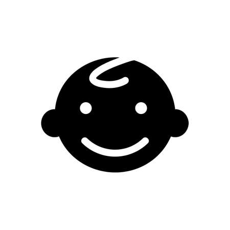 Boy Baby Face Icon. Black icon on white background. Web design, mobile app.のイラスト素材