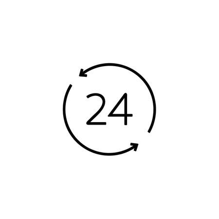 Round the clock icon. 24 hours working. Linear style. Isolated vector. Premium pack of icons in trendy line style. Vector illustration.のイラスト素材