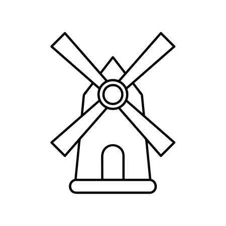 Mill icon. Premium pictogram isolated on a white background. Vector illustration. Stroke high quality symbol. Windmill icon in modern line style.のイラスト素材