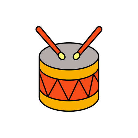 Drum flat vector icon. Drum flat icon for website design and development. Vector illustration on white background. EPS 10のイラスト素材