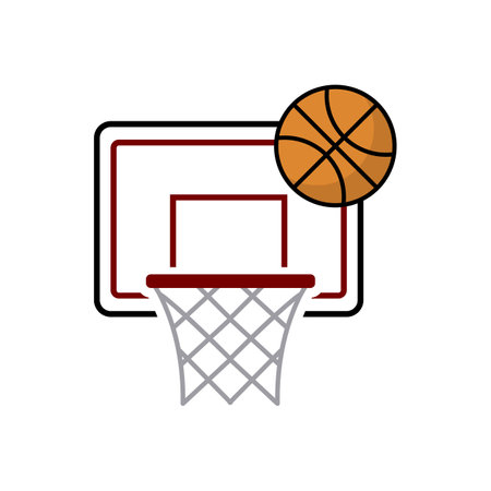 Orange basket ball vector icon. Flat sign for mobile concept and web design. Basketball Ball and Hoop icon. Symbol, logo illustration.のイラスト素材