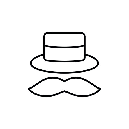 hat, mustache icon. Element of carnival and amusement icon. Thin line icon for website design and development, app development. Vector graphics, a linear pattern on a white background, eps 10.のイラスト素材