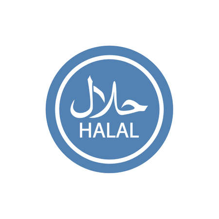 Halal food product dietary label flat vector icon for apps and websitesのイラスト素材