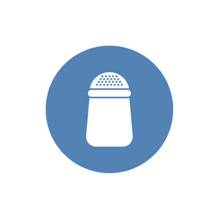 Table salt shaker black isolated vector icon. Saltcellar simple silhouette vector sign.のイラスト素材