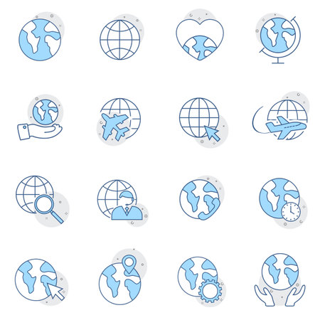 Simple set of globe related outline icons. Elements for mobile concept and web apps. Thin line vector icons for website design and development. Perfect vector graphicsのイラスト素材