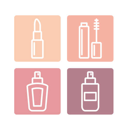 Set of four cosmetic products iconsのイラスト素材