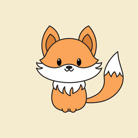 Cute fox vector illustration in kawaii styleのイラスト素材