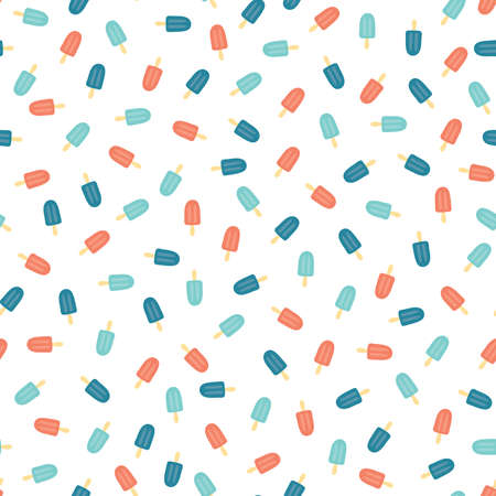 Seamless pattern with blue and red ice creams