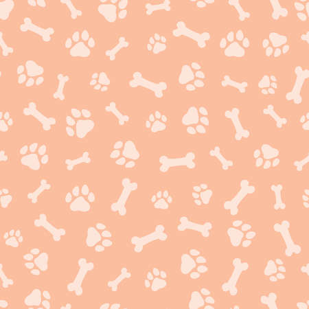 Seamless pattern with dog paws and bonesのイラスト素材