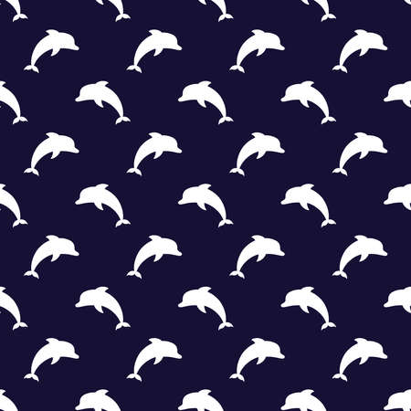 Seamless Pattern with white dolphinsのイラスト素材