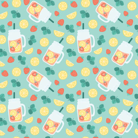 Seamless pattern with lemonade jarsのイラスト素材