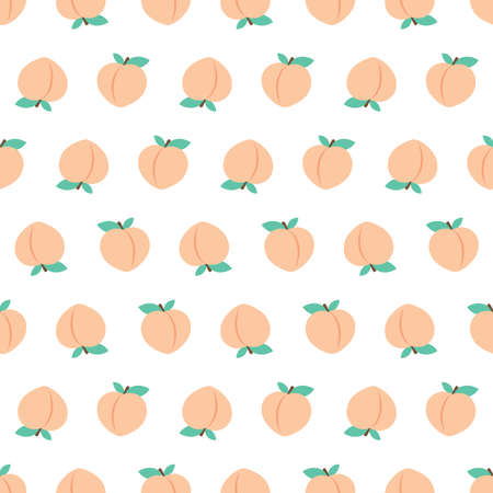 White seamless pattern with peachesのイラスト素材