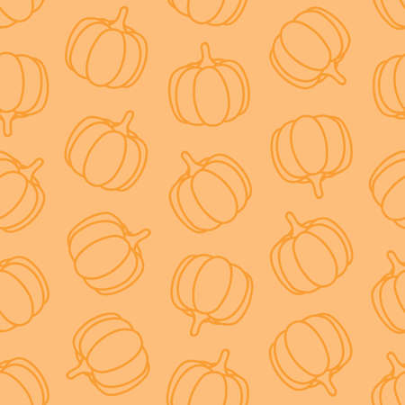 Orange seamless pattern with pumpkinsのイラスト素材