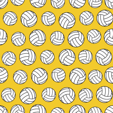 Yellow seamless pattern with volleyballsのイラスト素材