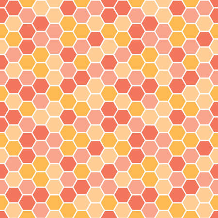 Seamless pattern with pink and orange honeycombのイラスト素材