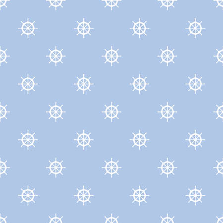 Blue seamless pattern with white ship wheelsのイラスト素材