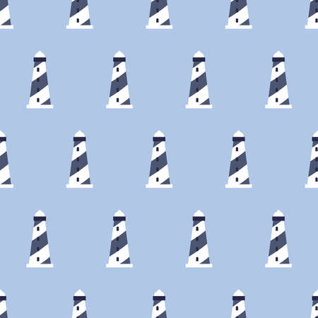 Blue seamless pattern with lighthousesのイラスト素材