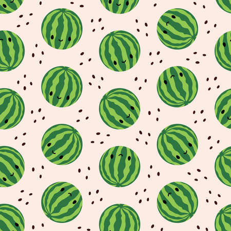 Seamless pattern with cute watermelons