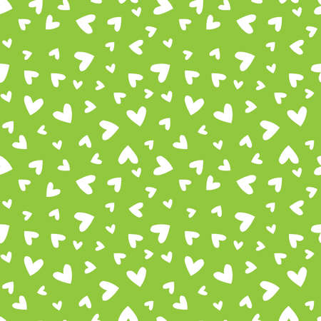 Green seamless pattern with white heartsのイラスト素材