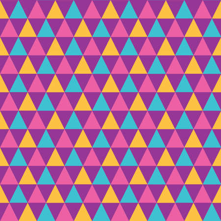 Seamless pattern with purple, orange and blue triangles