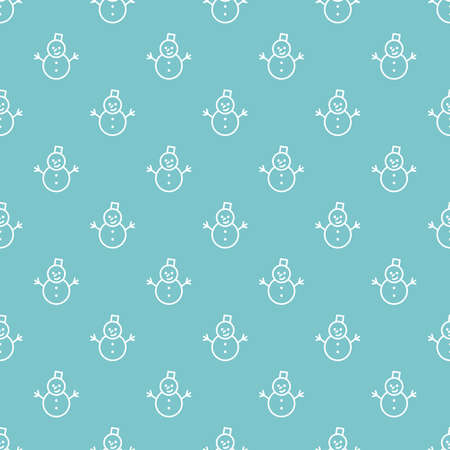 Blue seamless pattern with snowman iconsのイラスト素材