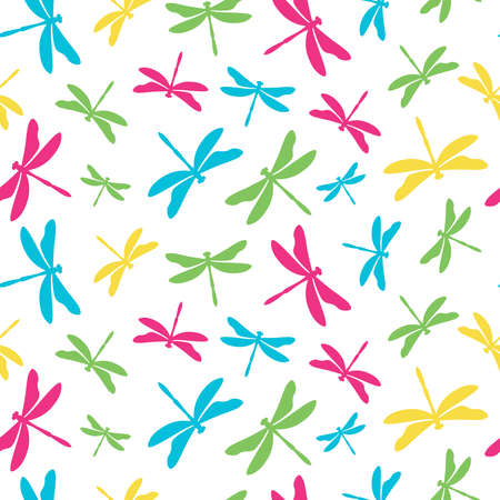 Seamless pattern with colorful dragonfliesのイラスト素材