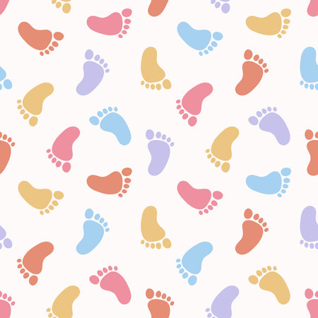 Seamless pattern with colorful baby footprintsのイラスト素材