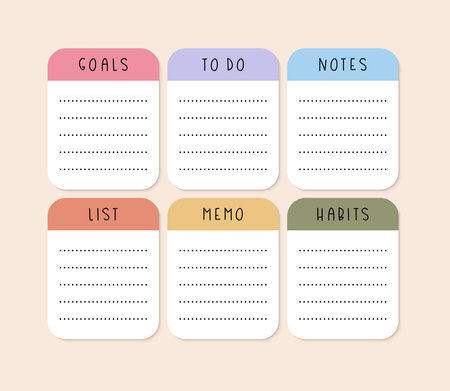 Set of colorful stickers for planners and calendarsのイラスト素材