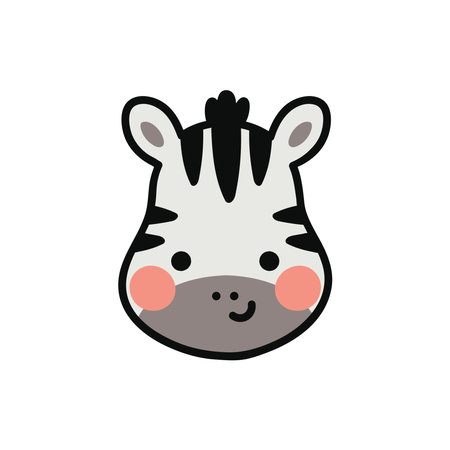 Zebra head vector illustration for nursery. Cute and childish design for fabric, textile, wallpaper, bedding, swaddles or gender-neutral apparel.のイラスト素材