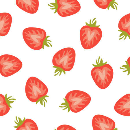 Seamless pattern with strawberry slicesのイラスト素材