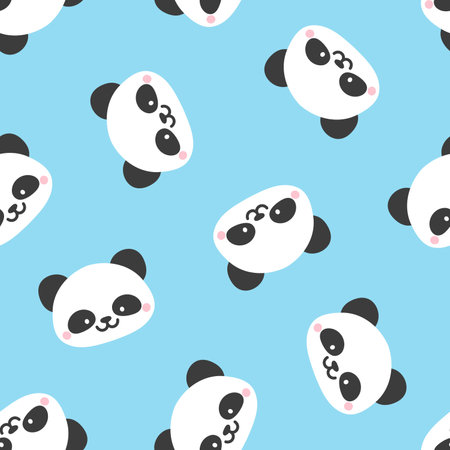 Seamless pattern with cute panda bear. Vector illustration.のイラスト素材