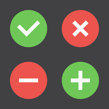 Tick, cross, plus, minus icon setのイラスト素材
