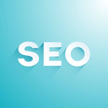 SEO on light blue backgroundのイラスト素材
