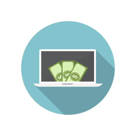 Vector laptop icon. Online business conceptのイラスト素材