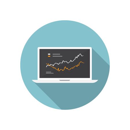 Vector laptop icon with chartのイラスト素材
