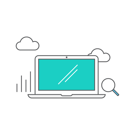 Vector business analytics concept. Laptop and magnifying glassのイラスト素材
