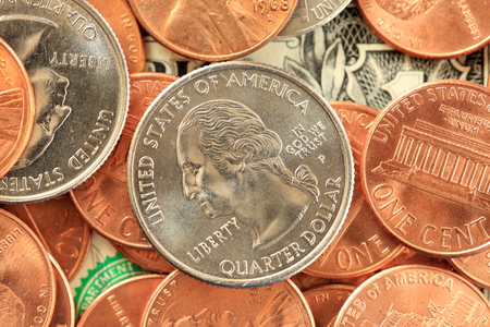 USA coins close upの写真素材