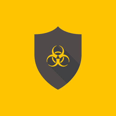 Vector shield with biohazard symbol. Virus protection iconのイラスト素材