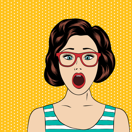 Surprised woman. Pop art style illustrationのイラスト素材