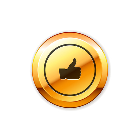 Vector gold badge with thumb up signのイラスト素材